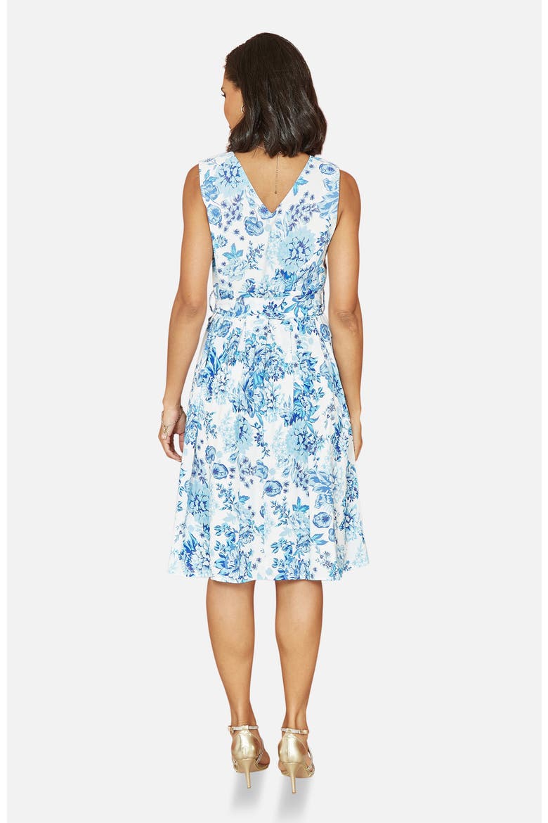 Floral Wrap Over Skater Dress, Alternate, color, Blue
