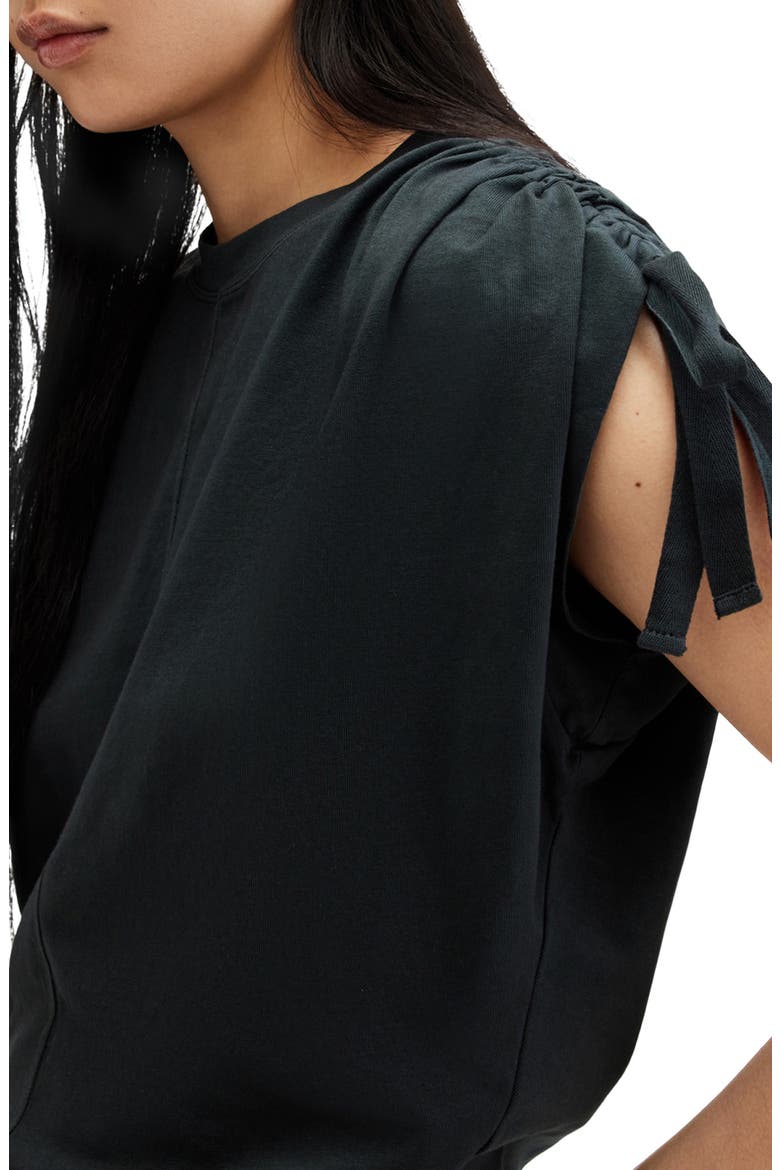 Cassie Tie Sleeve Cotton T-Shirt, Alternate, color, WASHED BLACK