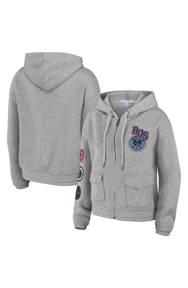 WEAR by Erin Andrews Women's WEAR by Erin Andrews Gray Boston Red Sox Full-Zip Hoodie, Main, color, 