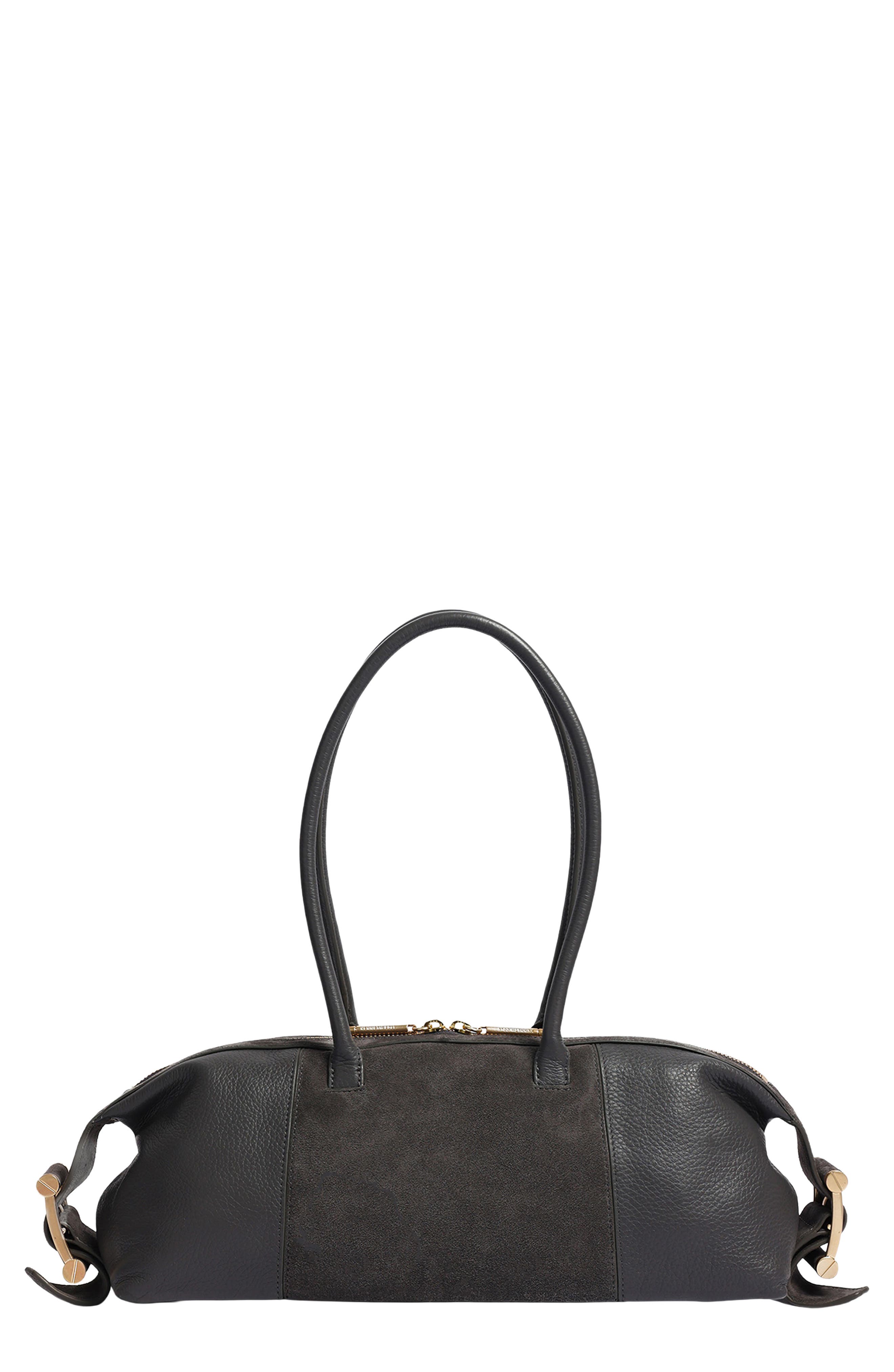Bowery Leather Bowling Bag, Main, color, STEEL