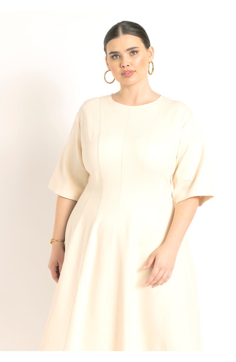 ELOQUII Seam Detail Ponte Work Dress, Alternate, color, Black Onyx