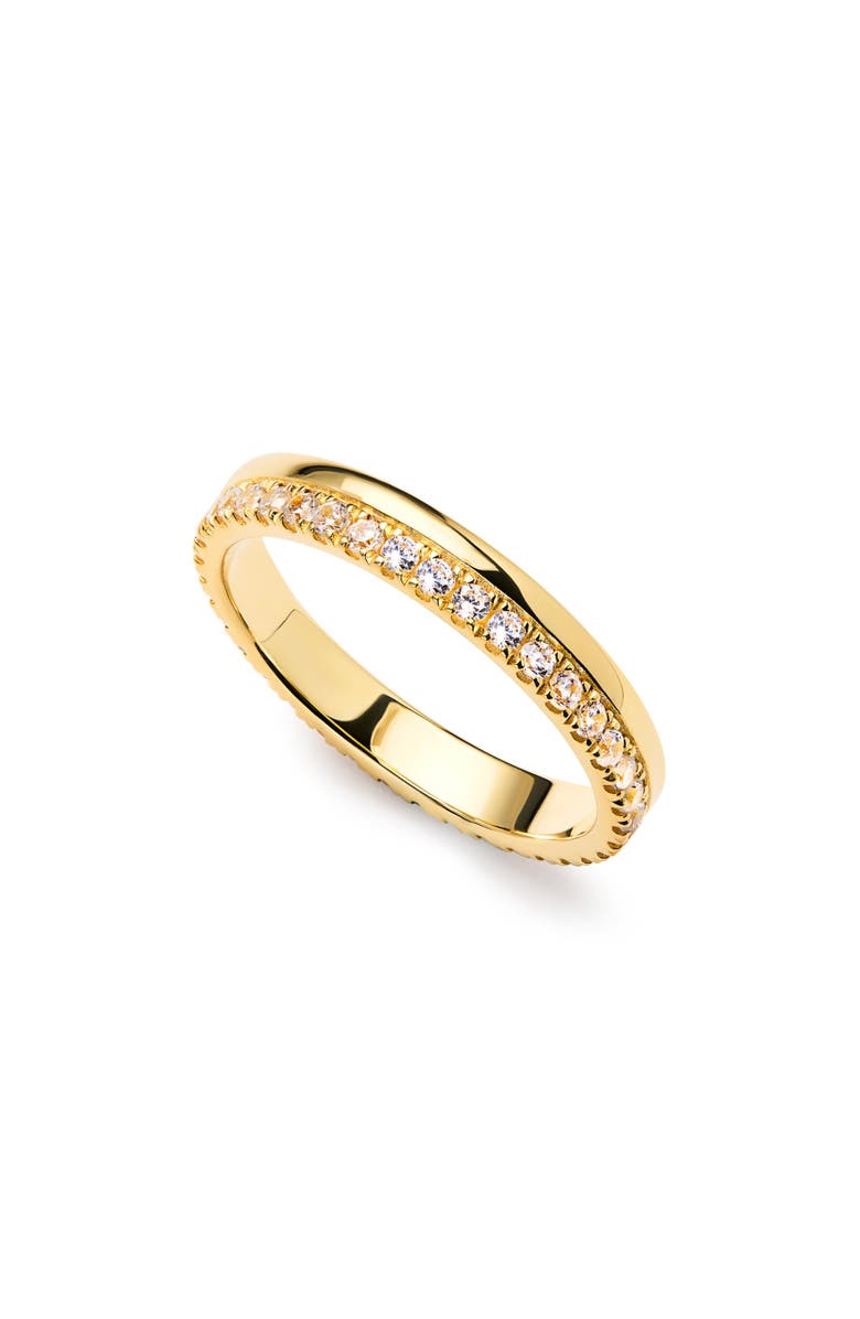Ana Luisa Celine Cubic Zirconia Double Band Stackable Ring, Main, color, Yellow Gold/ Clear