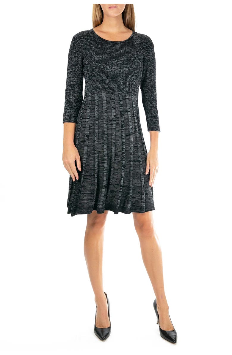 Nina Leonard Pleated Scoop Neck Dress, Main, color,