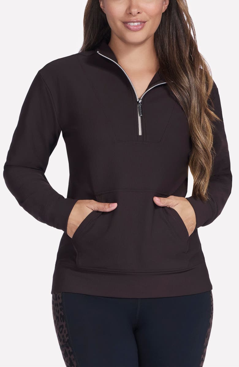 SKECHERS Go Luxe<sup>™</sup> Half Zip Pullover, Main, color, Dark Chocolate