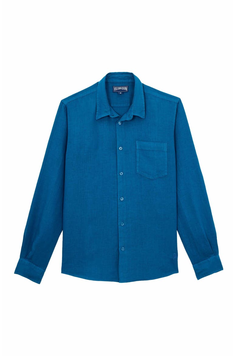 Men's Solid Linen Shirt, Alternate, color, PAON