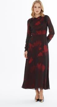 Gizia Ruffled Dress with Crew Neck and Shoulder Zipper Closure