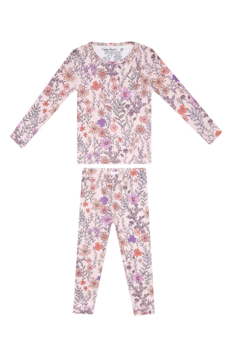 Copper Pearl Flora Fitted Two-Piece Pajamas, Main, color, Light Beige