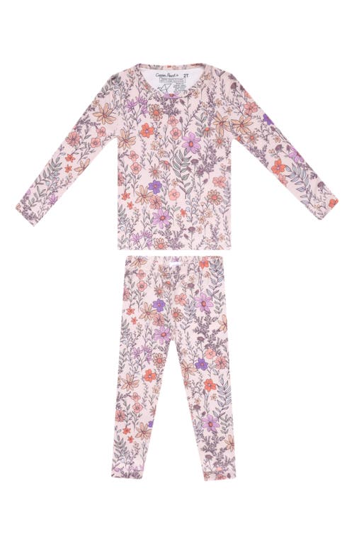 Copper Pearl Flora Fitted Two-piece Pajamas In Light Beige