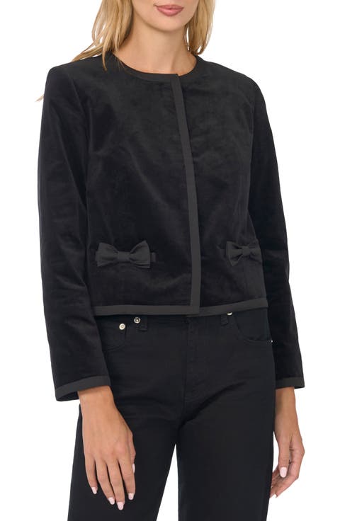 Bow Detail Collarless Jacket
