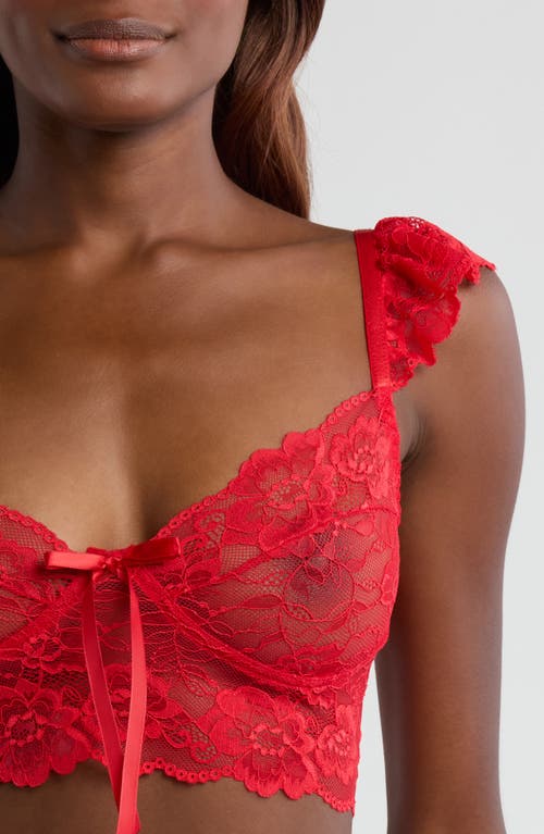 Coquette Lace Longline Bralette In Red