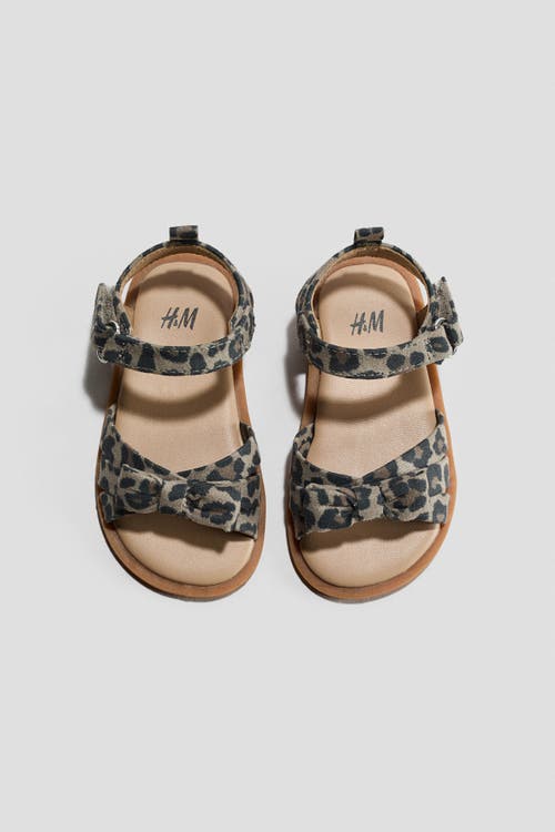 H&M Appliquéd Strappy Sandals in Beige/leopard Print at Nordstrom, Size 7