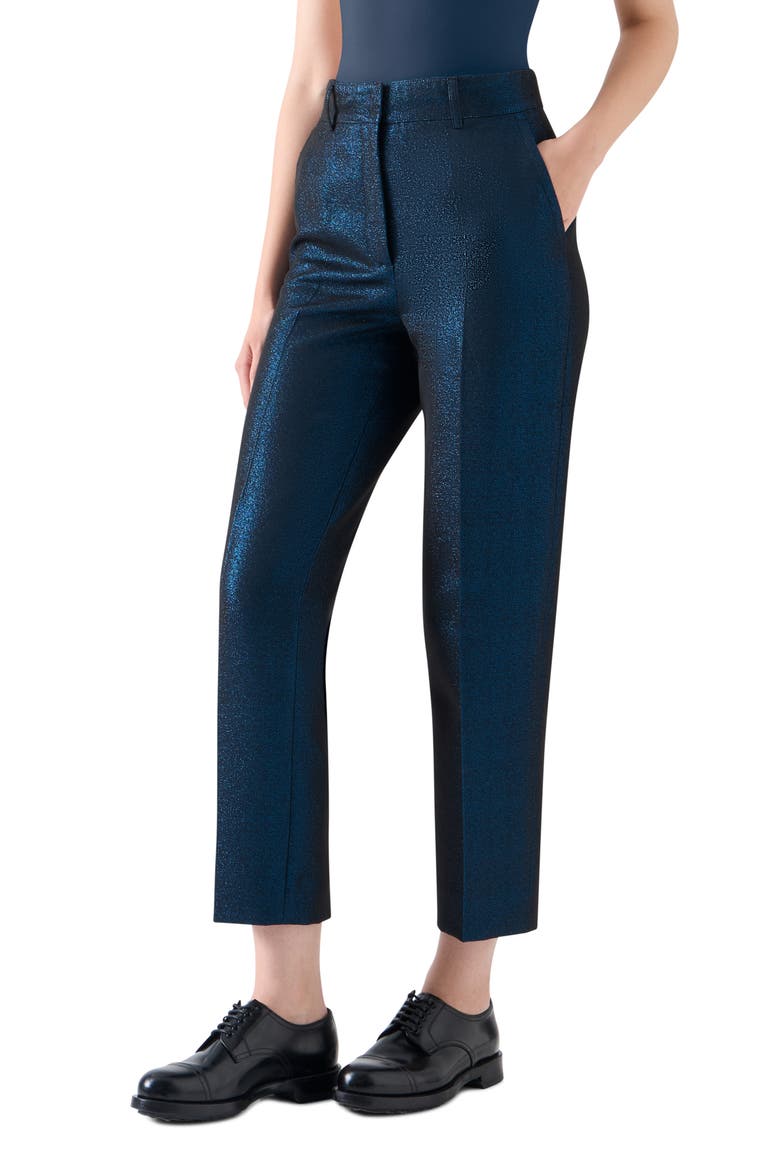 Feryn Metallic Tapered Leg Pants, Alternate, color, METALLIC BLUE