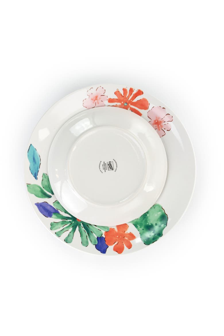 Dazzling Lily 12 Piece Ceramic Dinnerware Set, Alternate, color, White