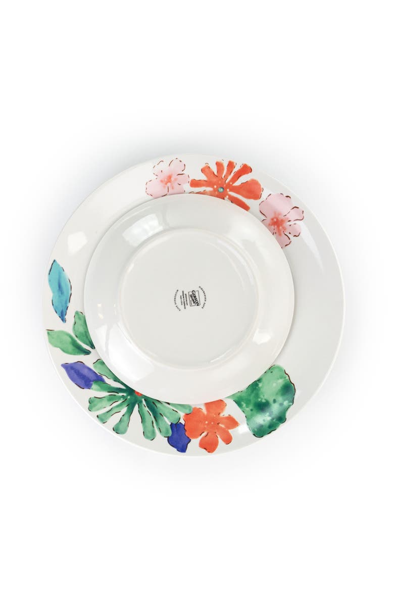 Gibson Home Dazzling Lily 12 Piece Ceramic Dinnerware Set, Alternate, color, White