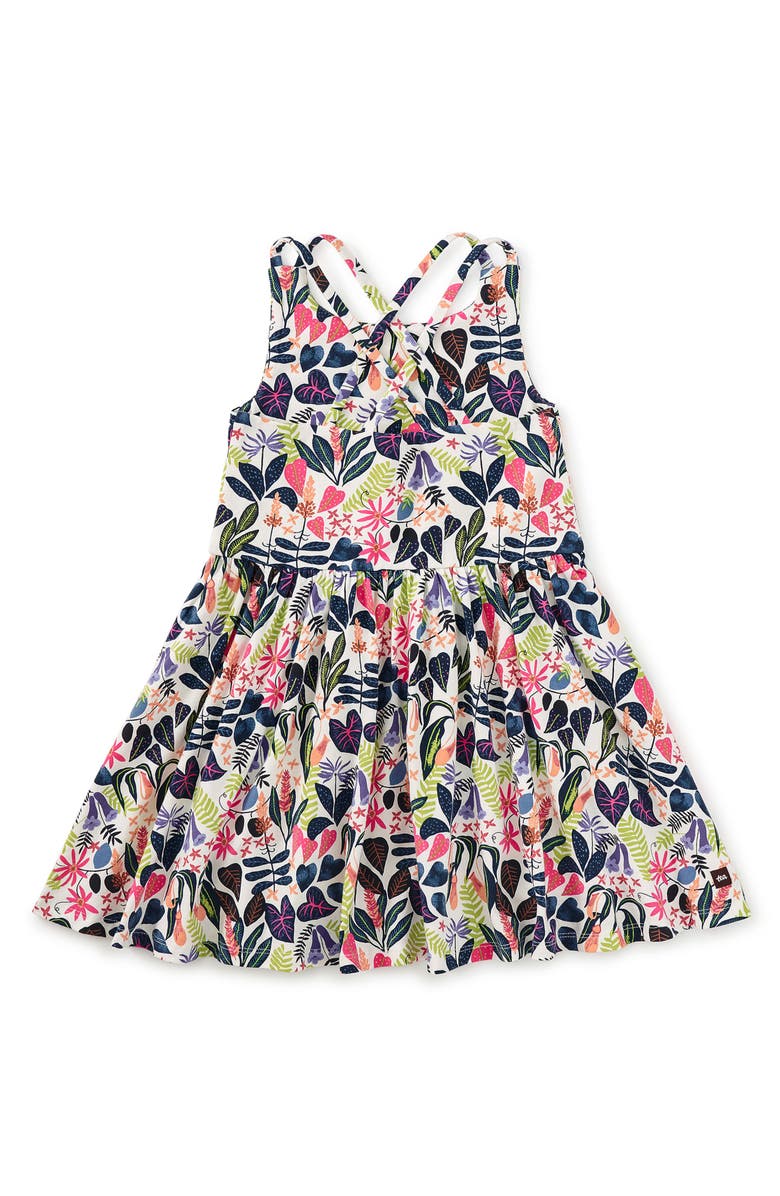 Tea Collection Strappy Back Skirted Dress, Alternate, color, Amazon Rainforest Floral