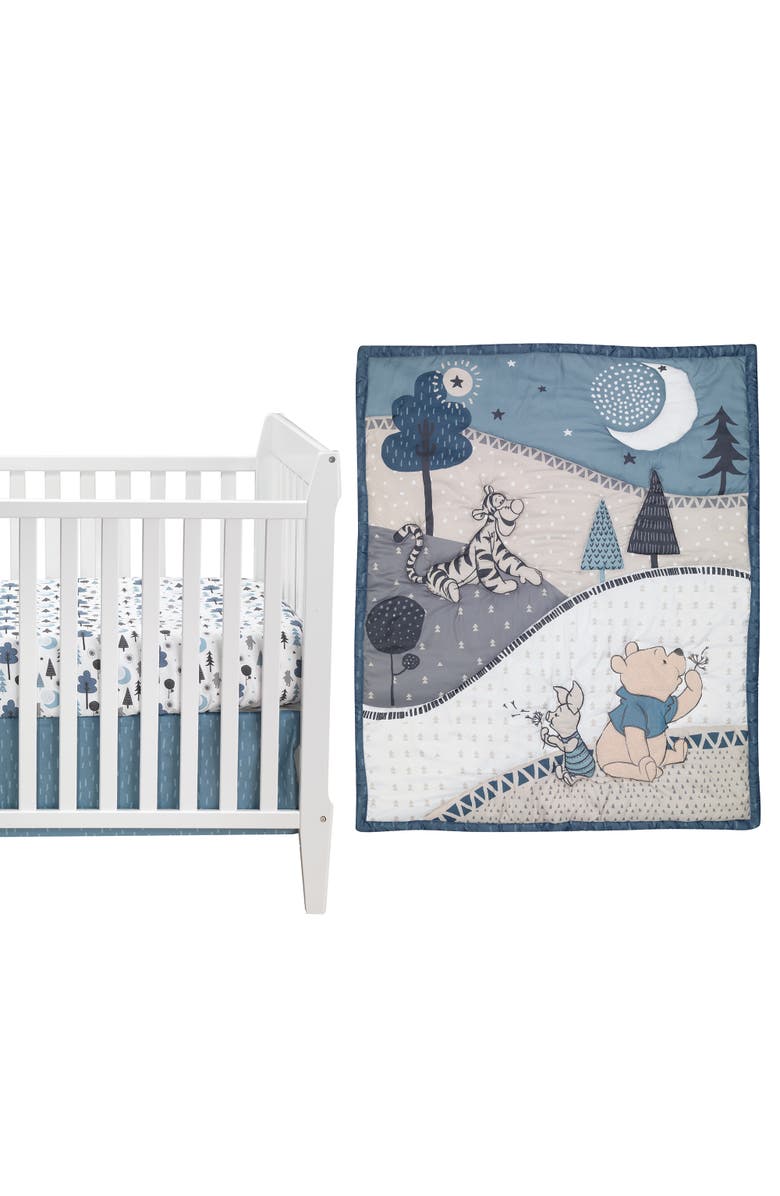 Lambs & Ivy Disney Baby Forever Pooh Bear 3-Piece Baby Crib Bedding Set, Main, color, Blue