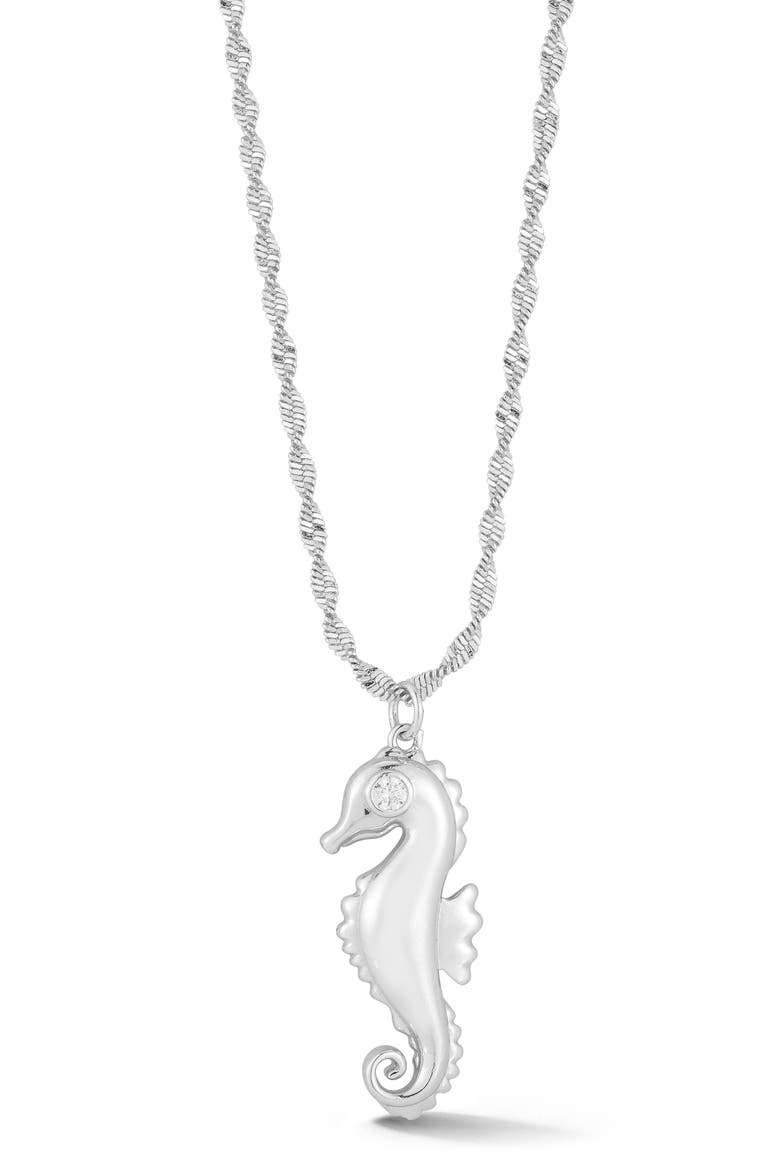 Cubic Zirconia Seahorse Pendant Necklace, Main, color, SILVER
