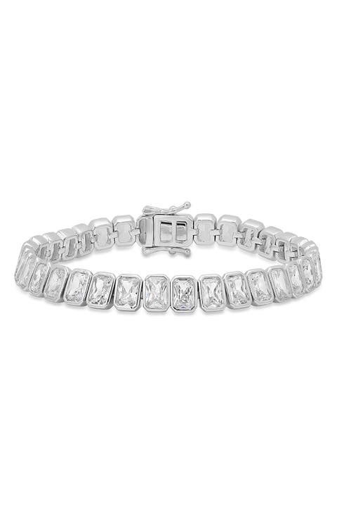 Emerald Cut Cubic Zirconia Tennis Bracelet
