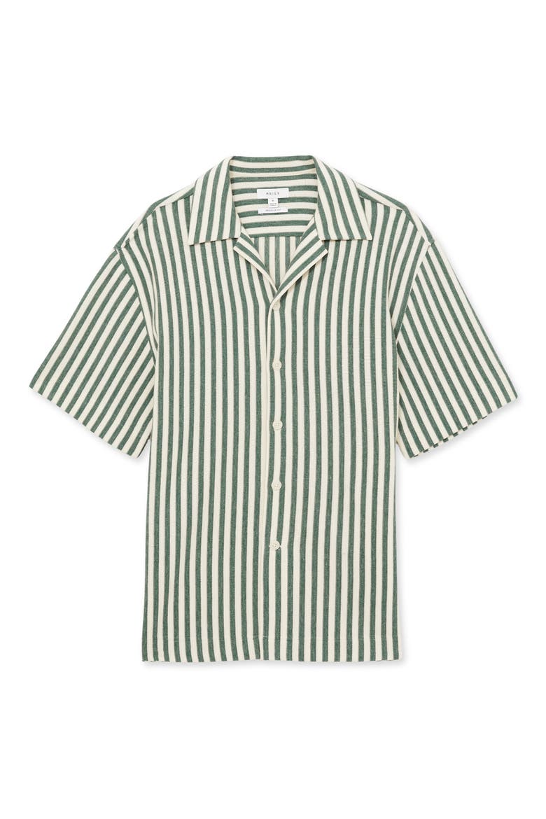 Trig Textured Stripe Camp Shirt, Alternate, color, GREEN/ WHITE