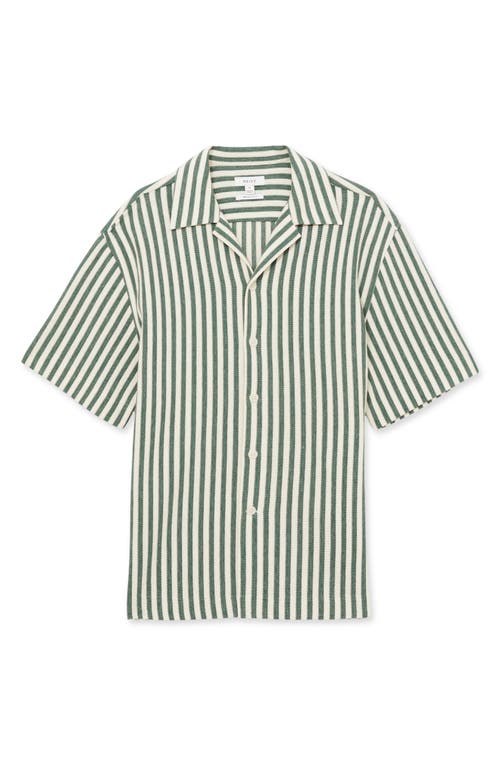 Reiss Trig Textured Stripe Camp Shirt In Green