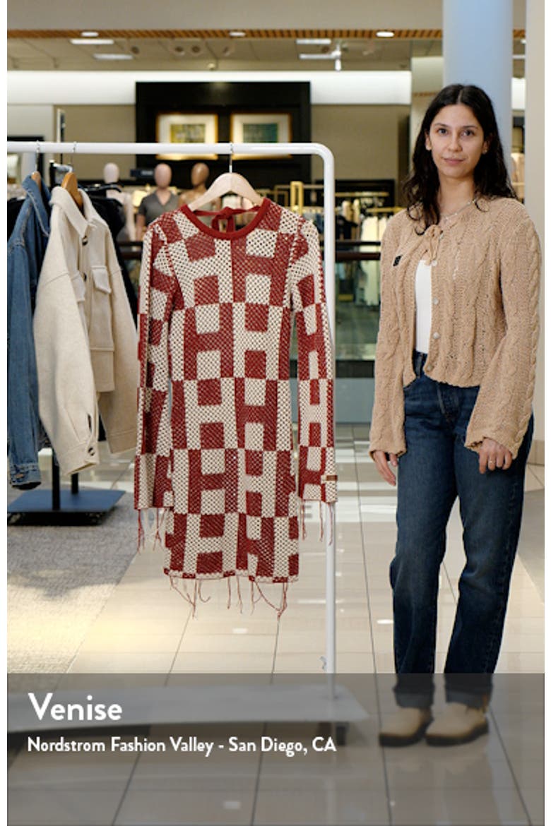 Long Sleeve Openwork Mini Sweater Dress video