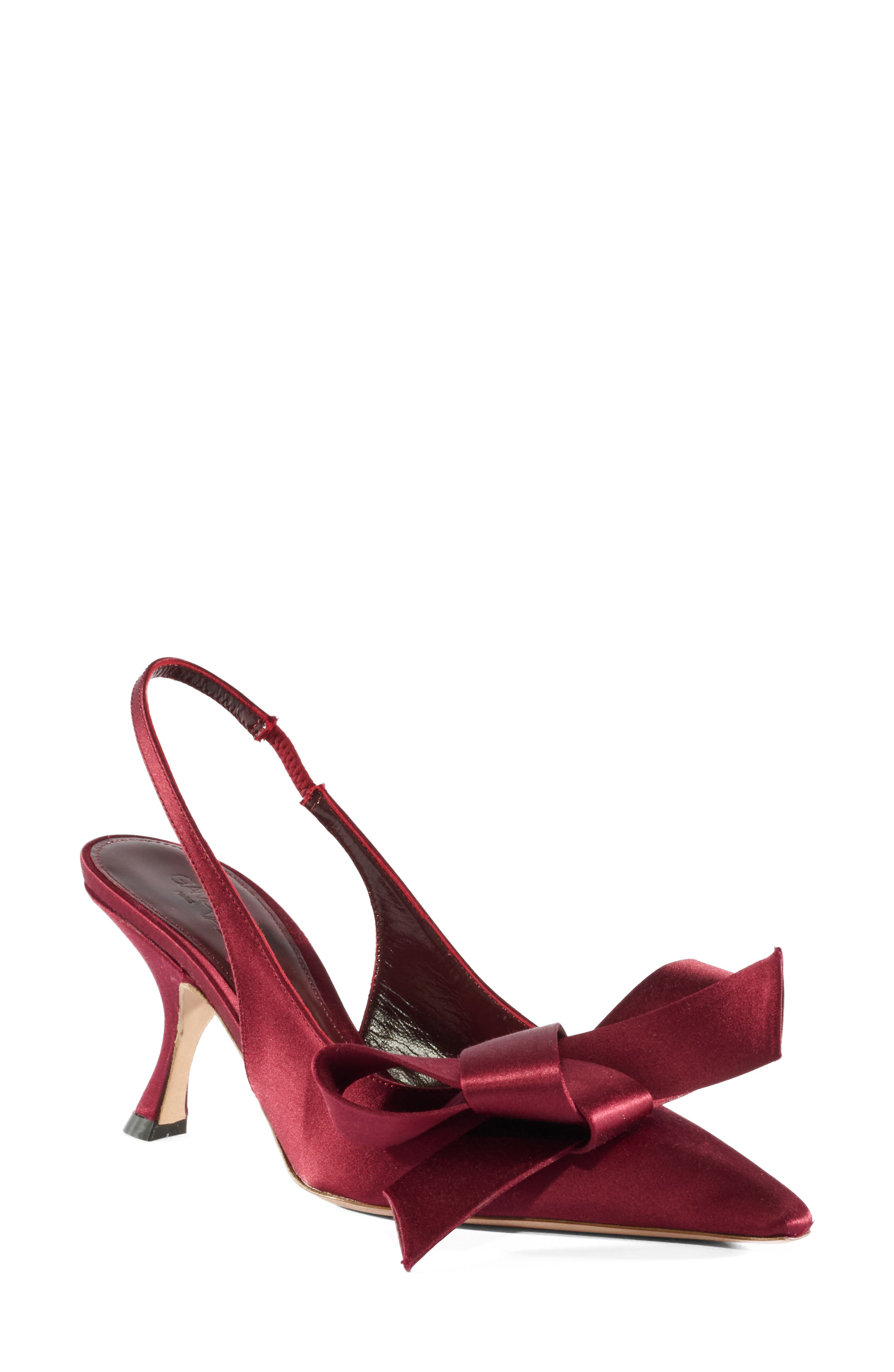 Giambattista Valli Bow Satin Slingback Pump, Main, color, Ruby