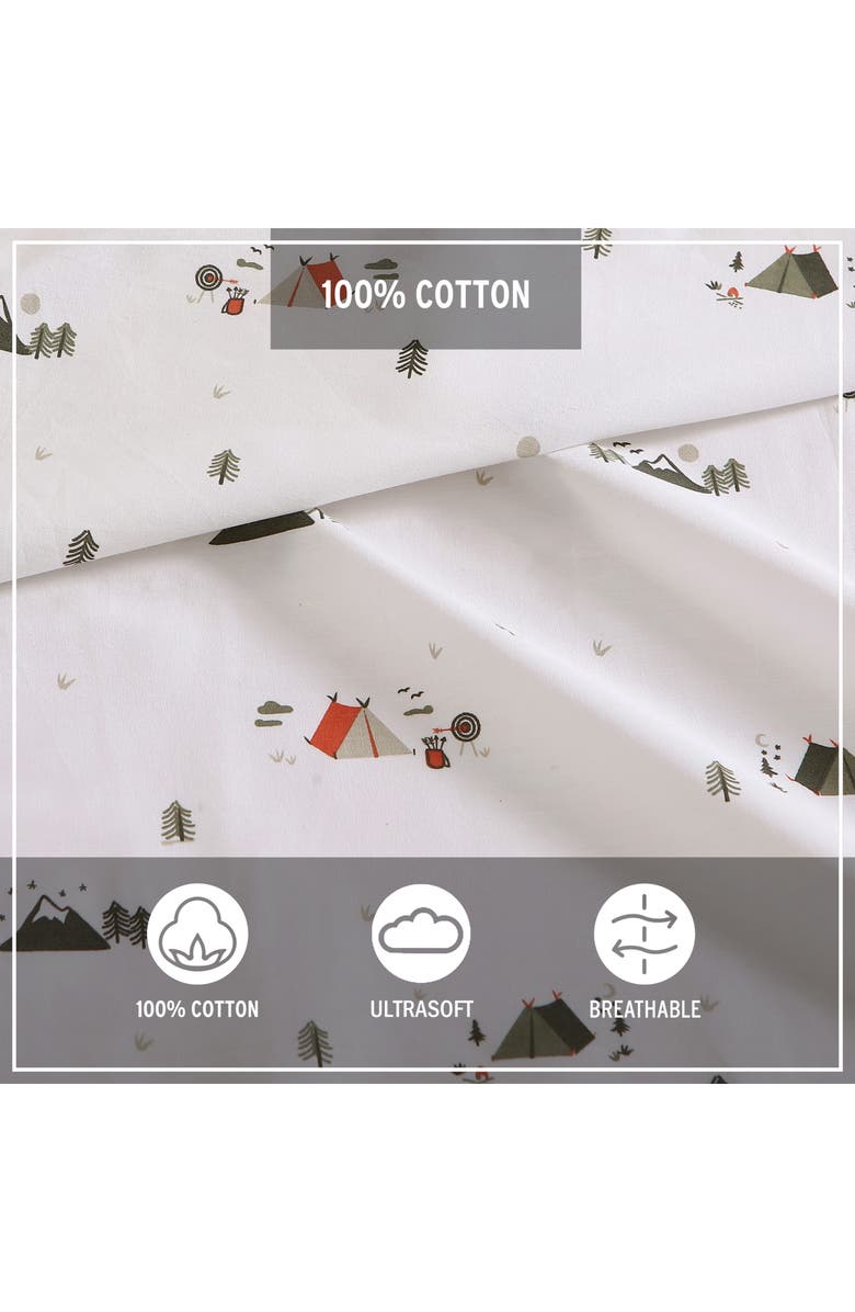 Eddie Bauer Cascade Camping 200 Thread Count 100% Cotton Percale Sheet Set, Alternate, color, Dark Green/ Off White