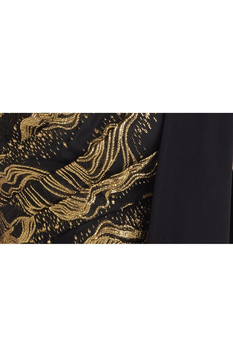 Tadashi Shoji Metallic Jacquard One-Shoulder Gown, Alternate, color, 