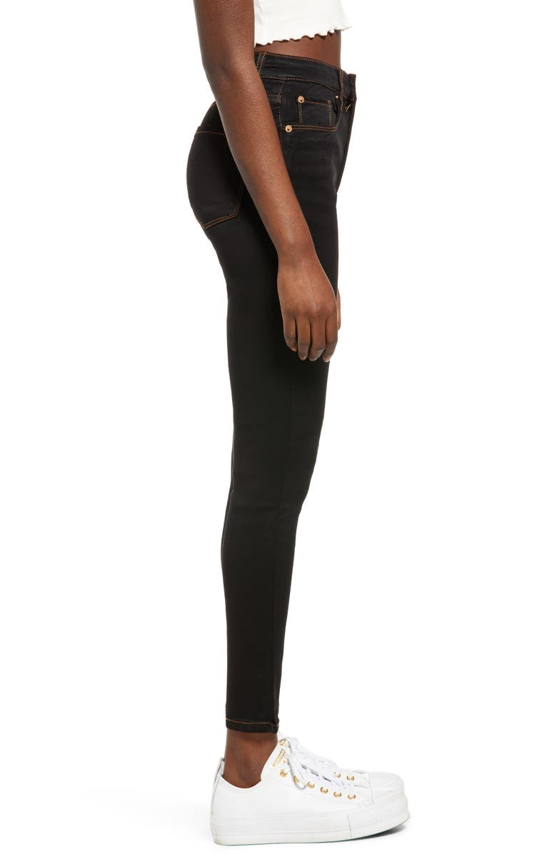 SEE THRU SOUL Ellie High Waist Ankle Skinny Jeans, Alternate, color, Black