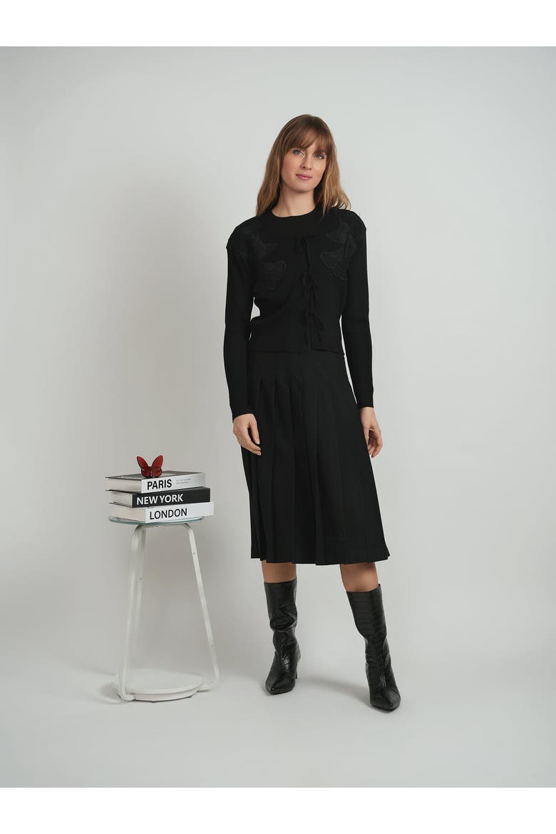 Knit Lace Cardigan - Black, Alternate, color, Black