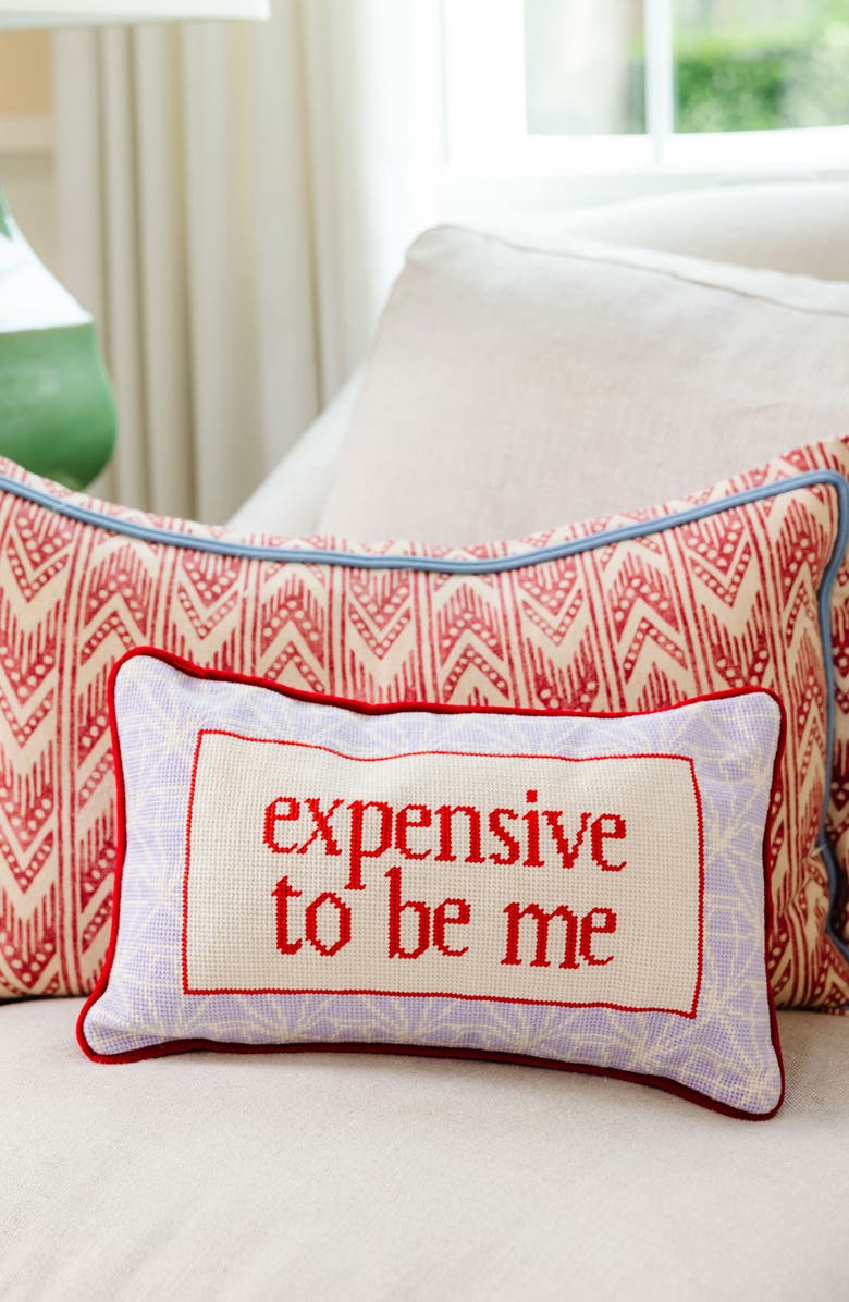 Furbish Expensive To Be Me Needlepoint Pillow, Alternate, color, 