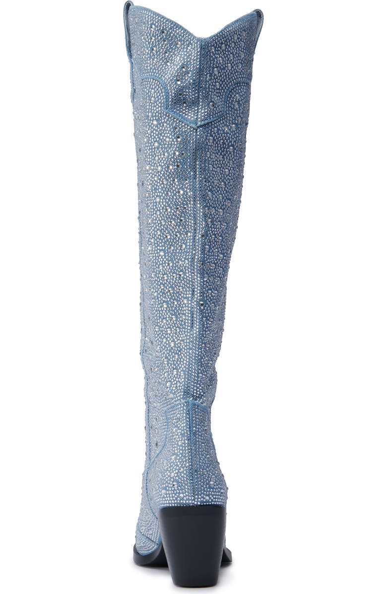 AZALEA WANG Louella Rhinestone Deim Tall Cowboy Boot, Alternate, color, Denim