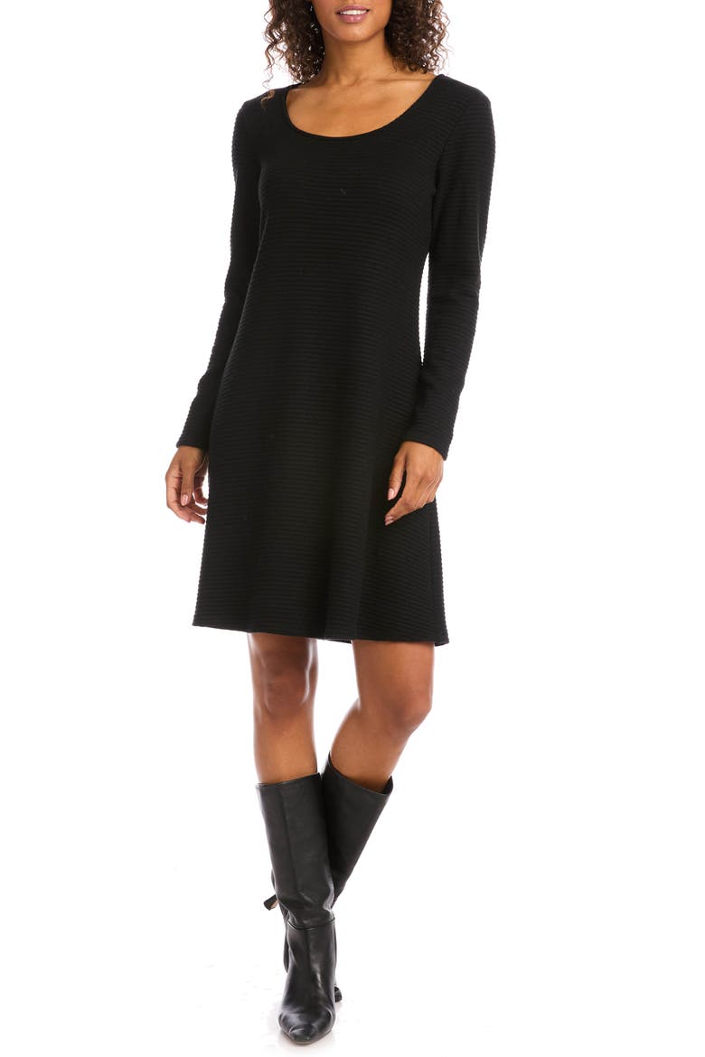 Erin Long Sleeve A-Line Sweater Dress, Alternate, color, BLACK