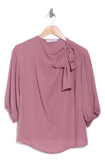 Shop Renee C Scarf Detail Three-quarter Sleeve Top