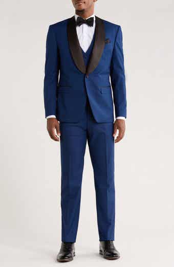 ZEGARIE Blue Shawl Collar 3-Piece Tuxedo
