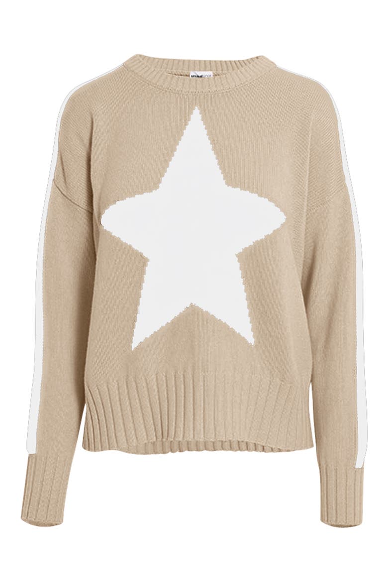 Star Cotton & Cashmere Crewneck Sweater, Alternate, color, BROWN SUGAR/ WHITE