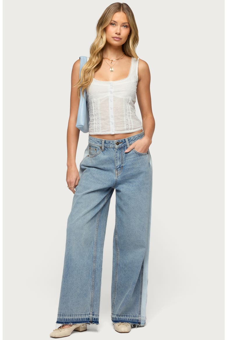 Cailin Contrast Stripe Wide Leg Pants, Alternate, color, BLUE