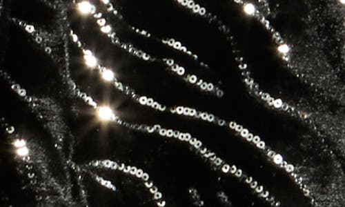Nanette Lepore Sequin Wave Texture Faux Fur Ruana In Black