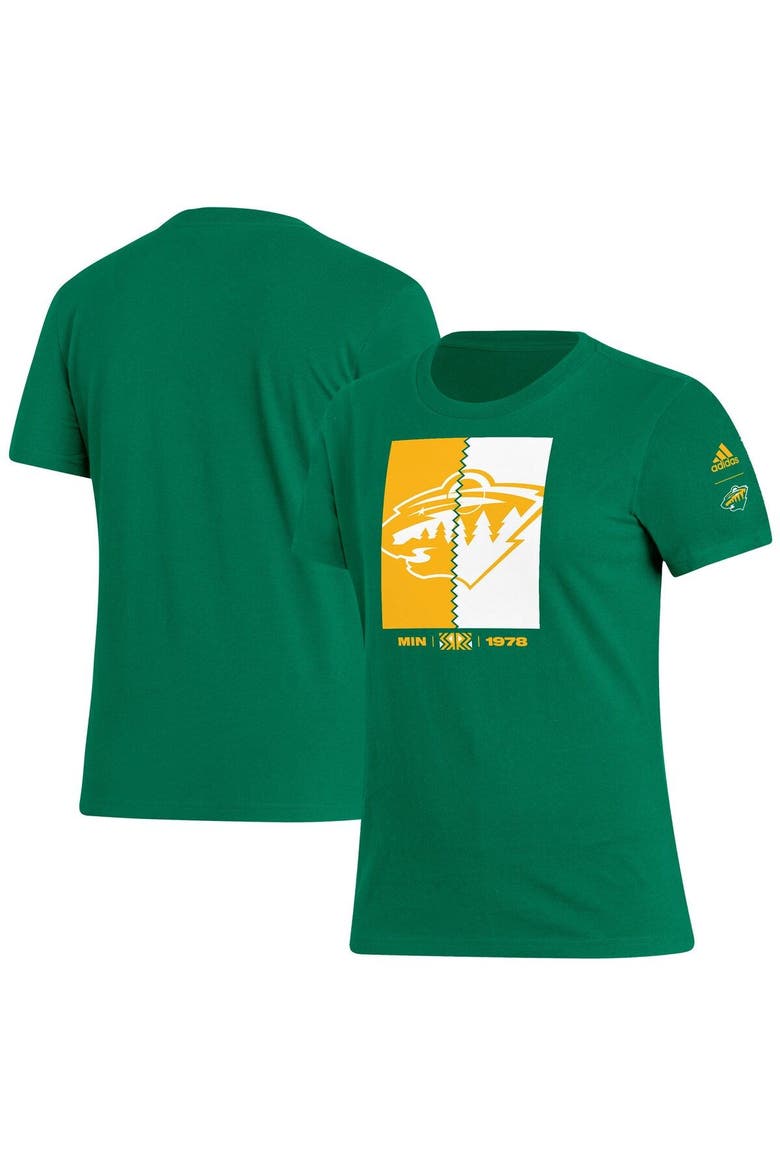 Women's adidas Kelly Green Minnesota Wild Reverse Retro 2.0 Playmaker T-Shirt, Main, color, Kelly Green