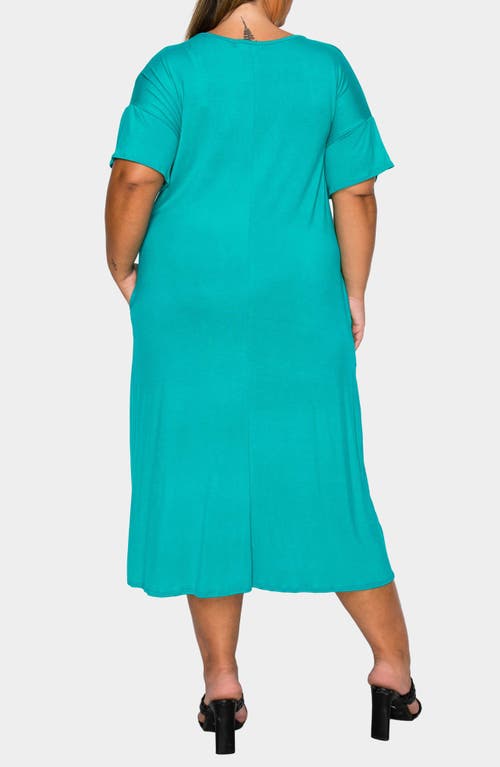 L I V D Olivia Short Sleeve Midi Dress In Blue