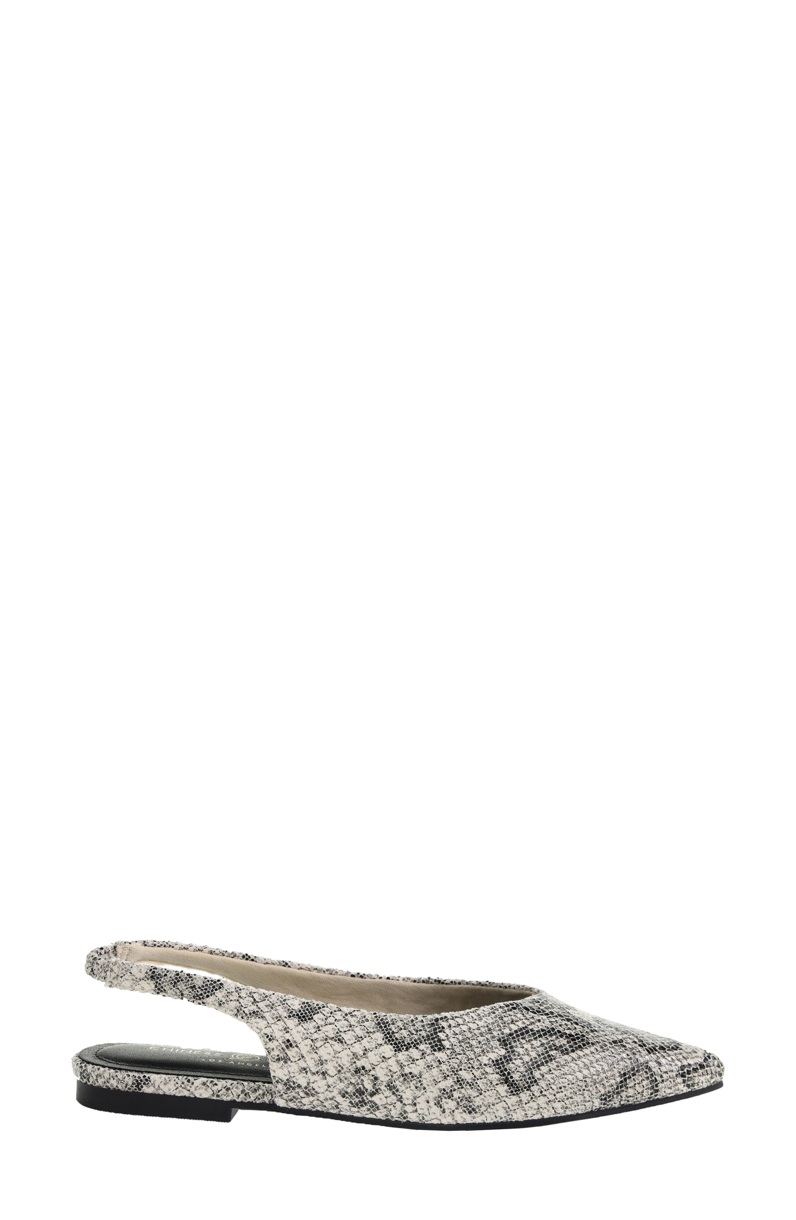 Hadiya Pointed Toe Slingback Flat, Alternate, color, CREAM SNAKE EMBOSSED