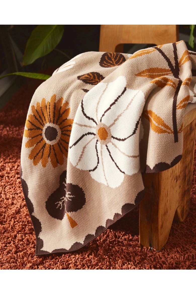 Petals Knit Throw Blanket, Alternate, color, Morning Light