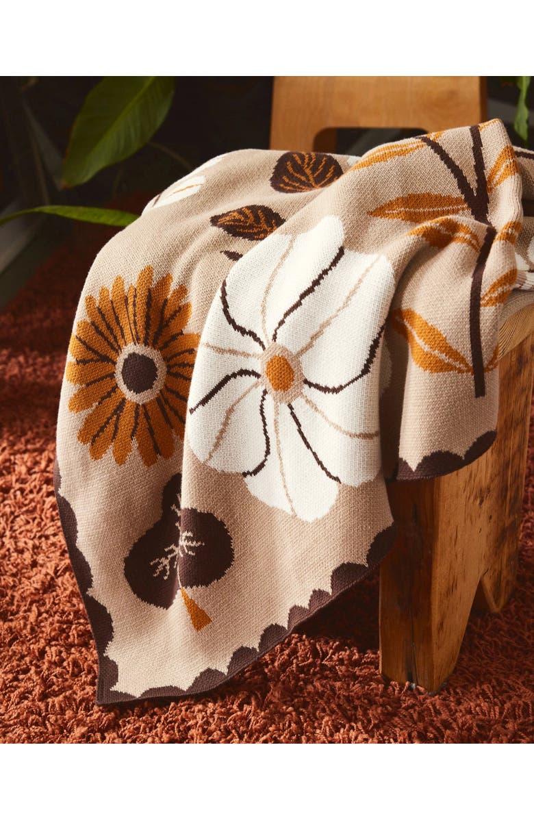 Biquette Petals Knit Throw Blanket, Alternate, color, Morning Light