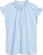 Caslon® Ruffle Cotton Gauze Top