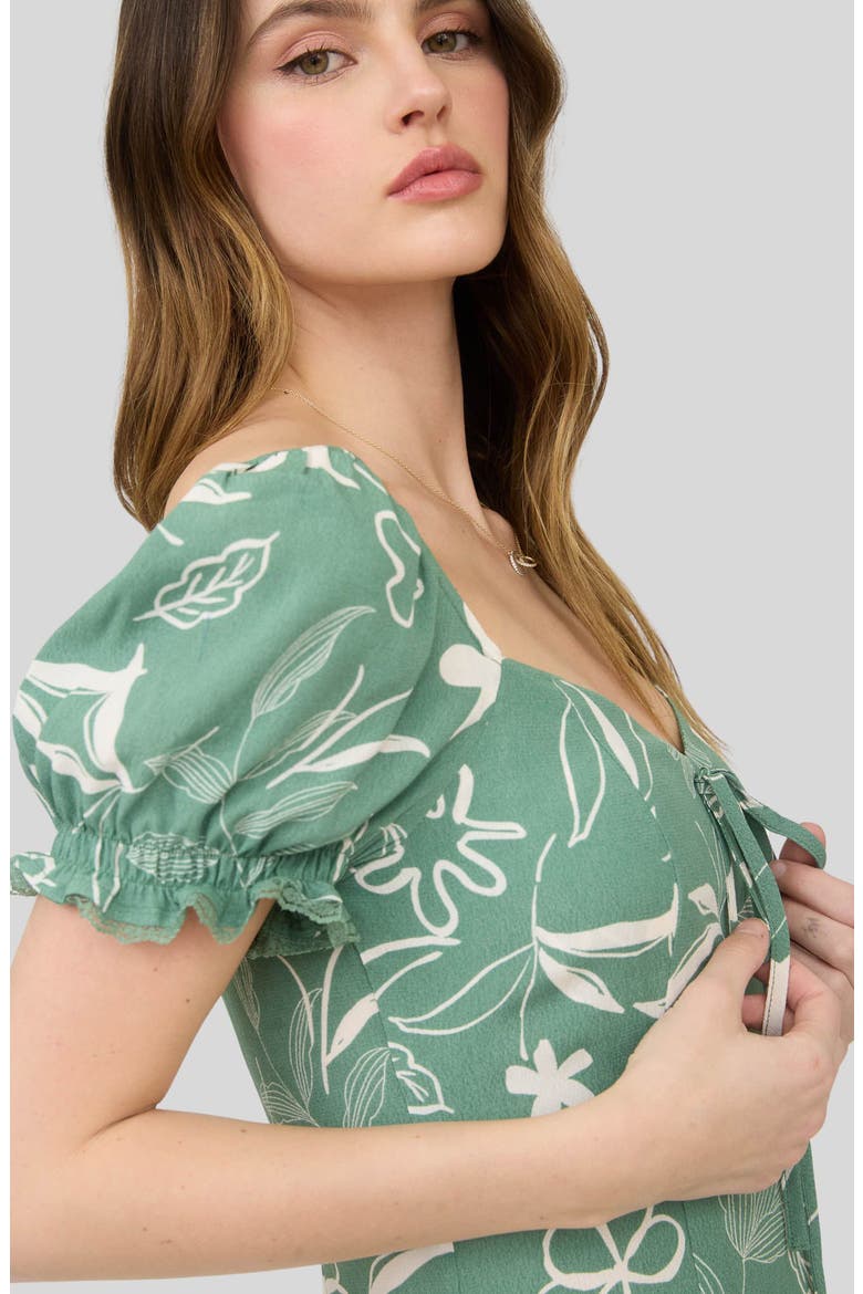 Floral Midi Dress, Alternate, color, LIGHT HUNTER GREEN