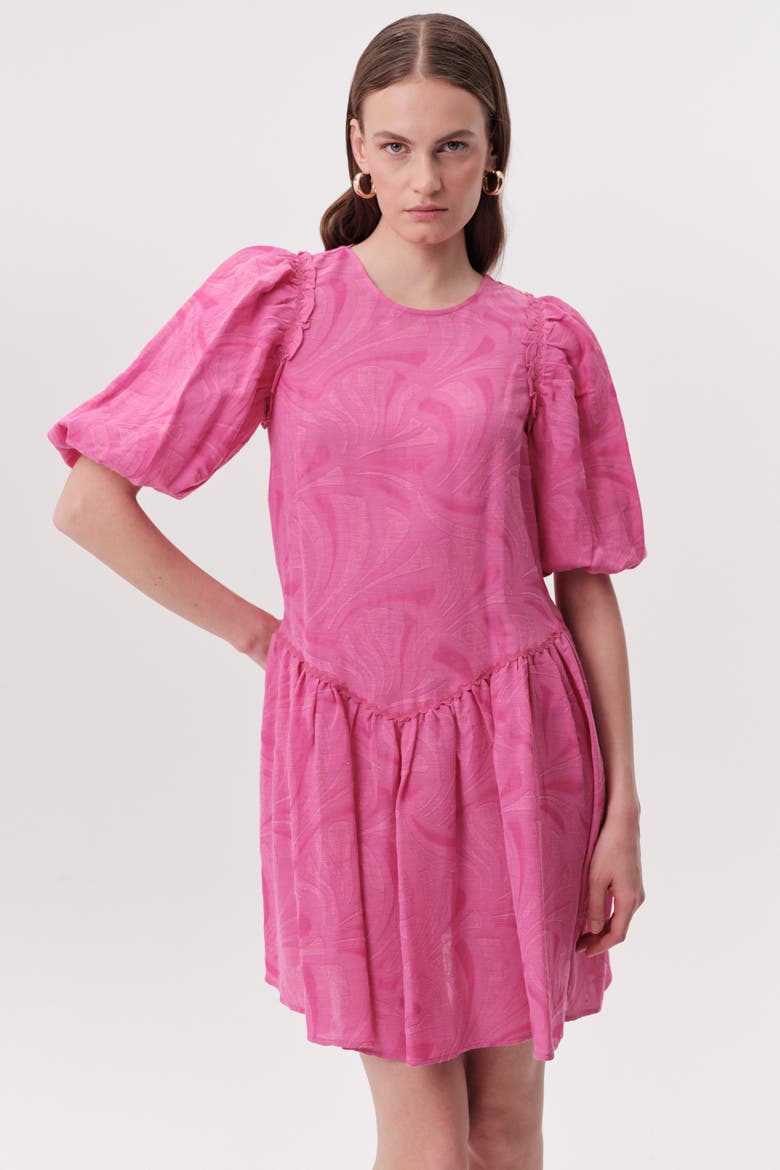 Crew Neck Open Back Mini Dress, Alternate, color, PINK