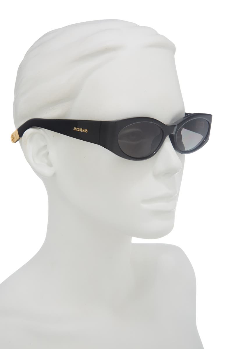 Jacquemus 55mm Oval Sunglasses, Alternate, color, Black/ Gold