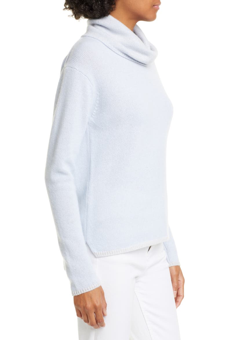 Cowl Neck Cashmere Sweater, Alternate, color, CELESTE/ GRIGIO