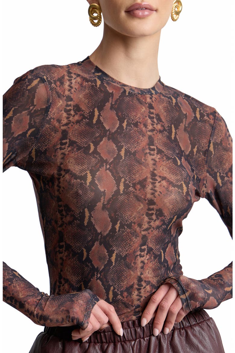 Animal Spot Mesh T-Shirt, Alternate, color, BROWN-BLACK PYTHON