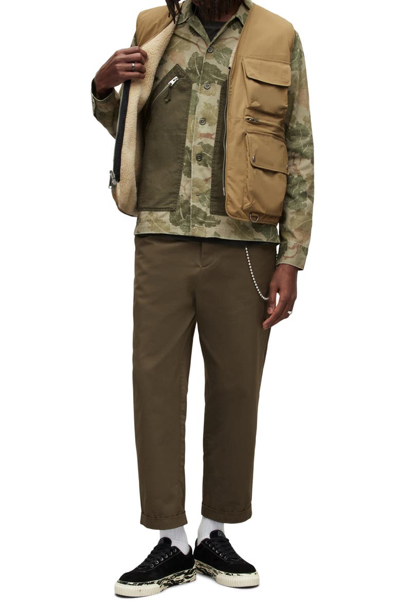 AllSaints Vibo Reversible Faux Shearling Lined Tech Vest, Alternate, color, Sand